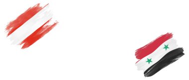 Beyaz Arkaplanda Avusturya ve Suriye Arap Cumhuriyeti Bayrakları