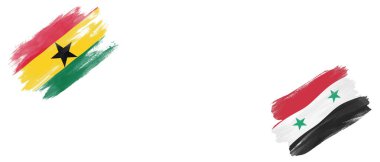 Beyaz Arkaplanda Gana ve Suriye Arap Cumhuriyeti Bayrakları