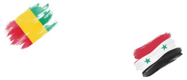 Beyaz Arkaplanda Gine ve Suriye Arap Cumhuriyeti Bayrakları
