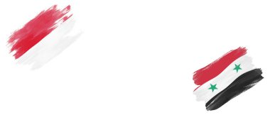 Beyaz Arkaplanda Endonezya ve Suriye Arap Cumhuriyeti Bayrakları