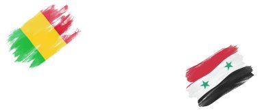 Beyaz Arkaplanda Mali ve Suriye Arap Cumhuriyeti Bayrakları