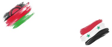 Beyaz Arkaplanda Malavi ve Suriye Arap Cumhuriyeti Bayrakları