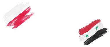 Beyaz Arkaplanda Polonya ve Suriye Arap Cumhuriyeti Bayrakları