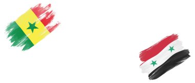 Beyaz Arkaplanda Senegal ve Suriye Arap Cumhuriyeti Bayrakları