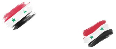 Beyaz Arkaplanda Suriye ve Suriye Arap Cumhuriyeti Bayrakları