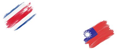 Beyaz Arkaplanda Kosta Rika ve Tayvan Bayrakları