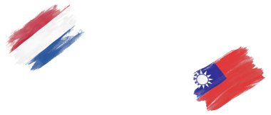 Beyaz Arkaplanda Hollanda ve Tayvan Bayrakları