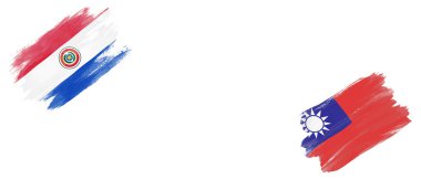 Beyaz Arkaplanda Paraguay ve Tayvan Bayrakları