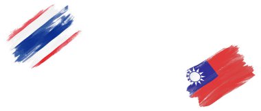 Beyaz Arkaplanda Tayland ve Tayvan Bayrakları