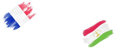 Beyaz Arkaplanda Fransa ve Tacikistan Bayrakları