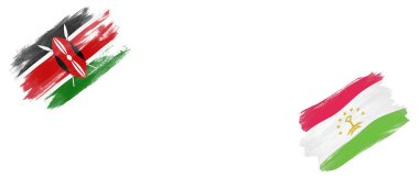 Beyaz Arkaplanda Kenya ve Tacikistan Bayrakları