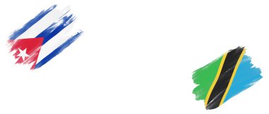 Beyaz Arkaplanda Küba ve Tanzanya Bayrakları