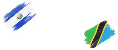 Beyaz Arkaplanda El Salvador ve Tanzanya Bayrakları