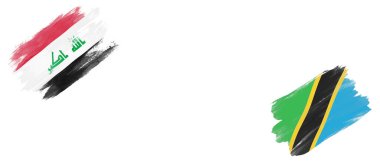 Beyaz Arkaplanda Irak ve Tanzanya Bayrakları