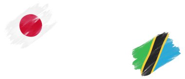 Beyaz Arkaplanda Japonya ve Tanzanya Bayrakları