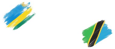 Beyaz Arkaplanda Ruanda ve Tanzanya Bayrakları