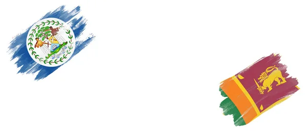 伯利兹和斯里兰卡白底旗帜 — 图库照片