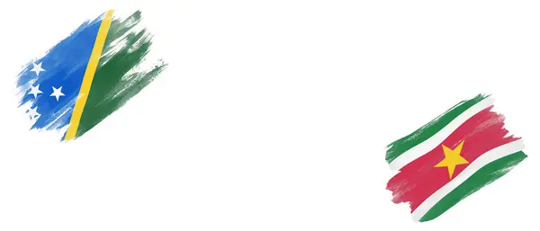 所罗门群岛和苏里南白底旗帜 — 图库照片