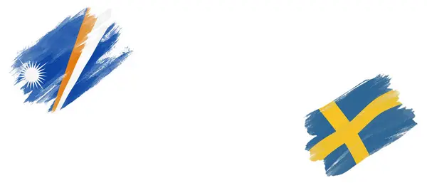 Флаги Маршалловых Островов Швеции Белом Фоне — стоковое фото