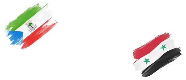 Екваторіальна Гвінея Сирійська Арабська Республіка Прапори Білому Тлі — стокове фото