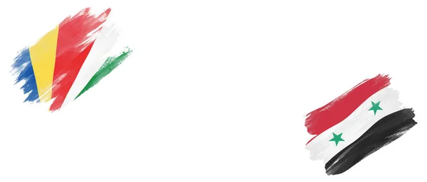 Сейшели Сирійська Арабська Республіка Прапори Білому Тлі — стокове фото