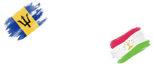 巴巴多斯和塔吉克斯坦白底国旗 — 图库照片