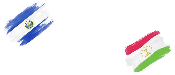 萨尔瓦多和塔吉克斯坦白底国旗 — 图库照片