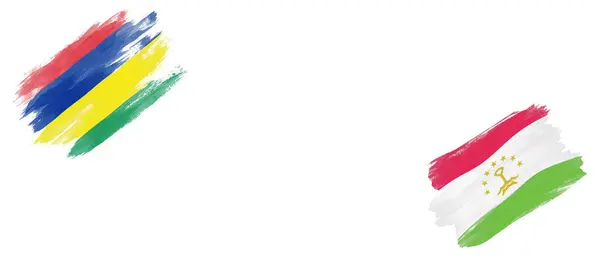 毛里求斯和塔吉克斯坦白底国旗 — 图库照片