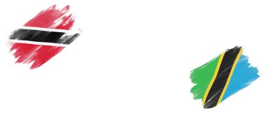 Beyaz Arkaplanda Trinidad ve Tobago ve Tanzanya Bayrakları