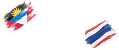 Antigua ve Barbuda ve Tayland Bayrakları Beyaz Arkaplanda