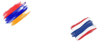 Beyaz Arkaplanda Ermenistan ve Tayland Bayrakları