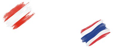 Beyaz Arkaplanda Avusturya ve Tayland Bayrakları