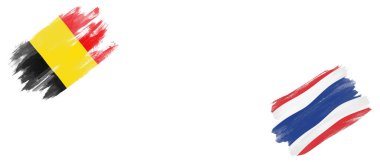 Beyaz Arkaplanda Belçika ve Tayland Bayrakları
