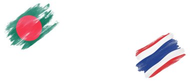 Bangladeş ve Tayland Bayrakları Beyaz Arkaplanda