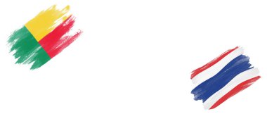 Beyaz Arkaplanda Benin ve Tayland Bayrakları