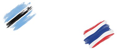 Beyaz Arkaplanda Botswana ve Tayland Bayrakları