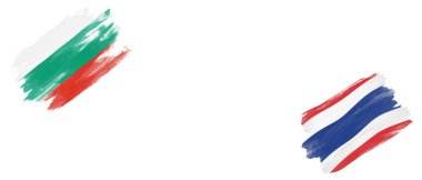 Beyaz Arkaplanda Bulgaristan ve Tayland Bayrakları