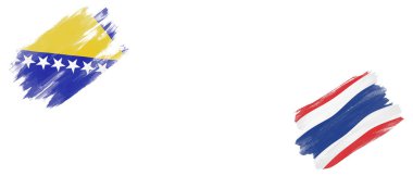 Beyaz Arkaplanda Bosna-Hersek ve Tayland Bayrakları