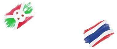 Beyaz Arkaplanda Burundi ve Tayland Bayrakları