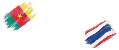 Kamerun ve Tayland Bayrakları Beyaz Arkaplanda