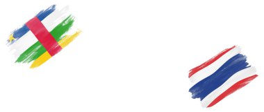 Beyaz Arkaplanda Orta Afrika Cumhuriyeti ve Tayland Bayrakları