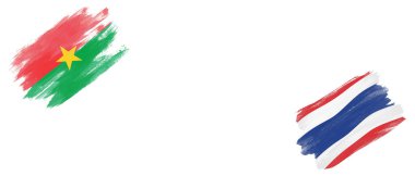 Beyaz Arkaplanda Burkina Faso ve Tayland Bayrakları