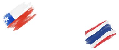 Beyaz Arkaplanda Şili ve Tayland Bayrakları