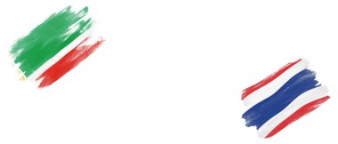 Beyaz Arkaplanda Çeçenistan ve Tayland Bayrakları