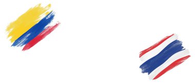 Beyaz Arkaplanda Kolombiya ve Tayland Bayrakları