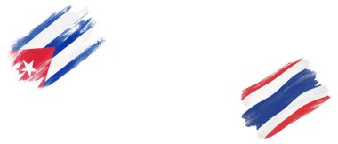Beyaz Arkaplanda Küba ve Tayland Bayrakları