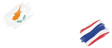 Kıbrıs ve Tayland Bayrakları Beyaz Arkaplanda