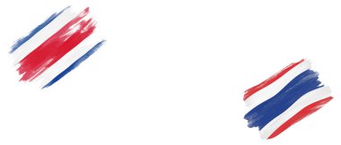 Beyaz Arkaplanda Kosta Rika ve Tayland Bayrakları