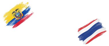 Beyaz Arkaplanda Ekvador ve Tayland Bayrakları