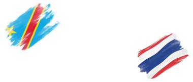 Beyaz Arkaplanda Demokratik Kongo Cumhuriyeti ve Tayland Bayrakları